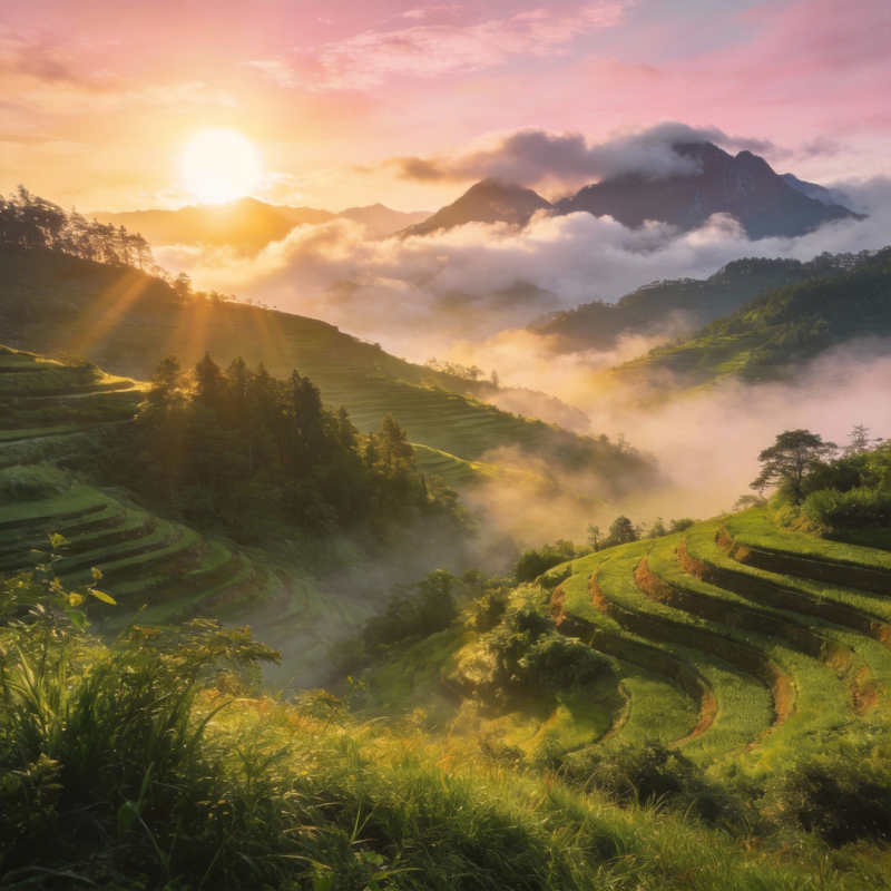 晨曦梯田云海图片