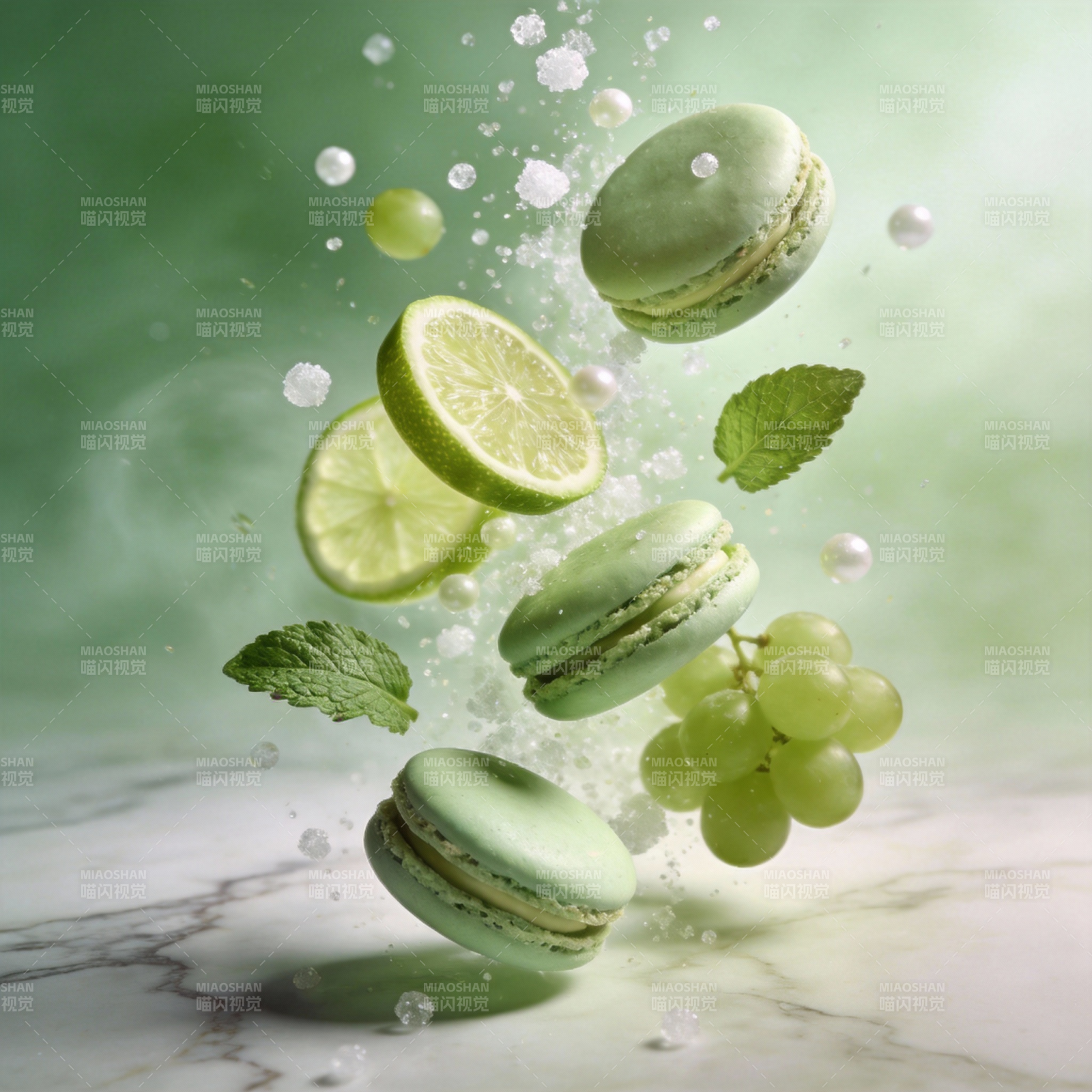 青柠马卡龙跃动图片