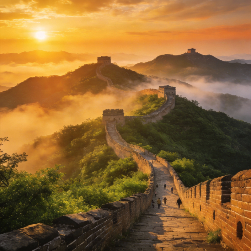 长城日出云海图片