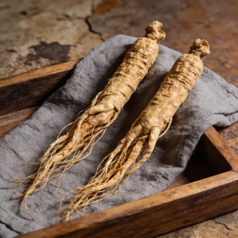 人参根茎特写图片