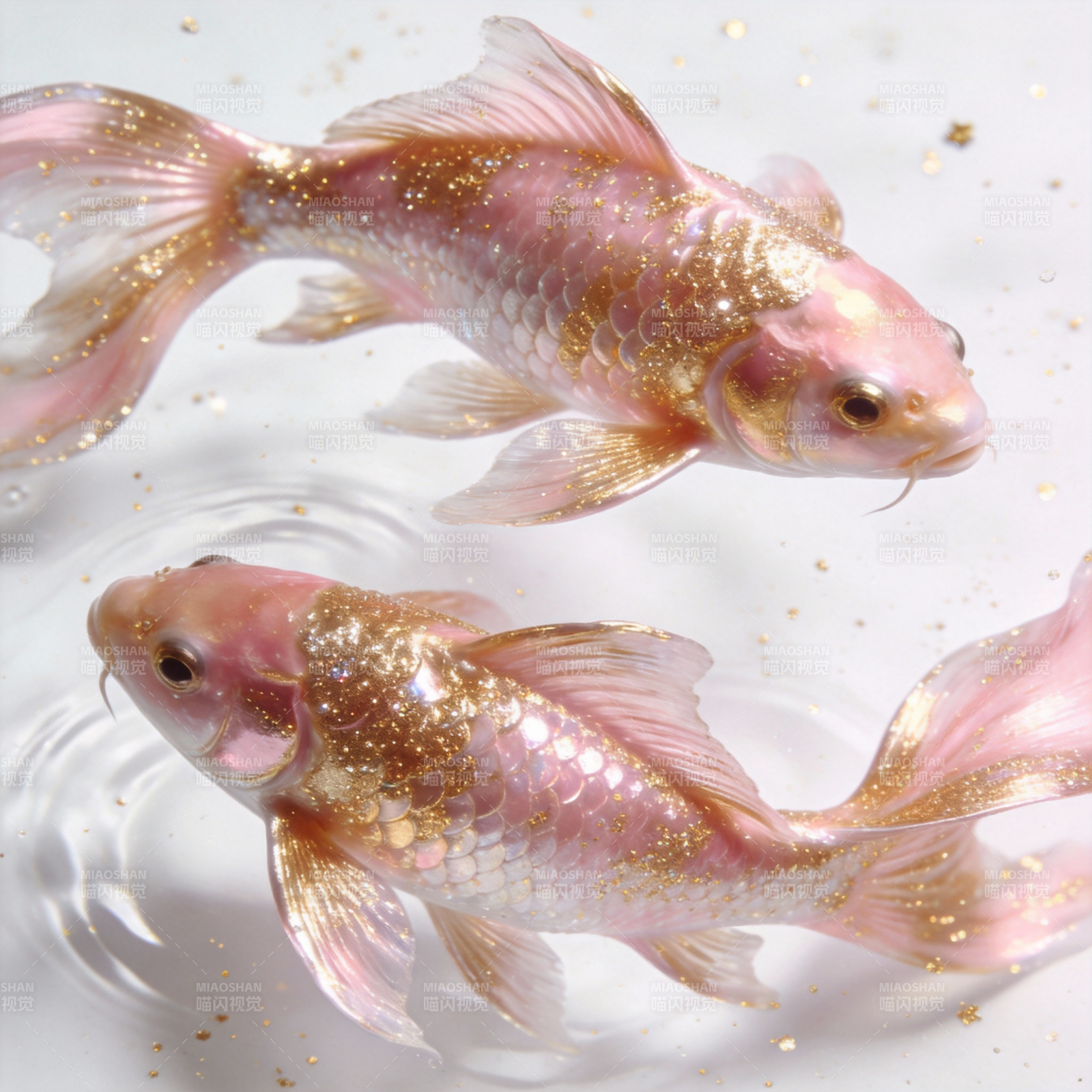 金粉锦鲤游水图片