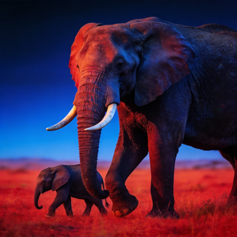 母象与幼象同行图片