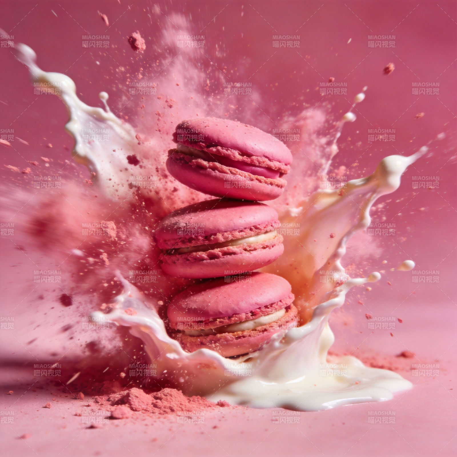 粉红马卡龙飞溅图片