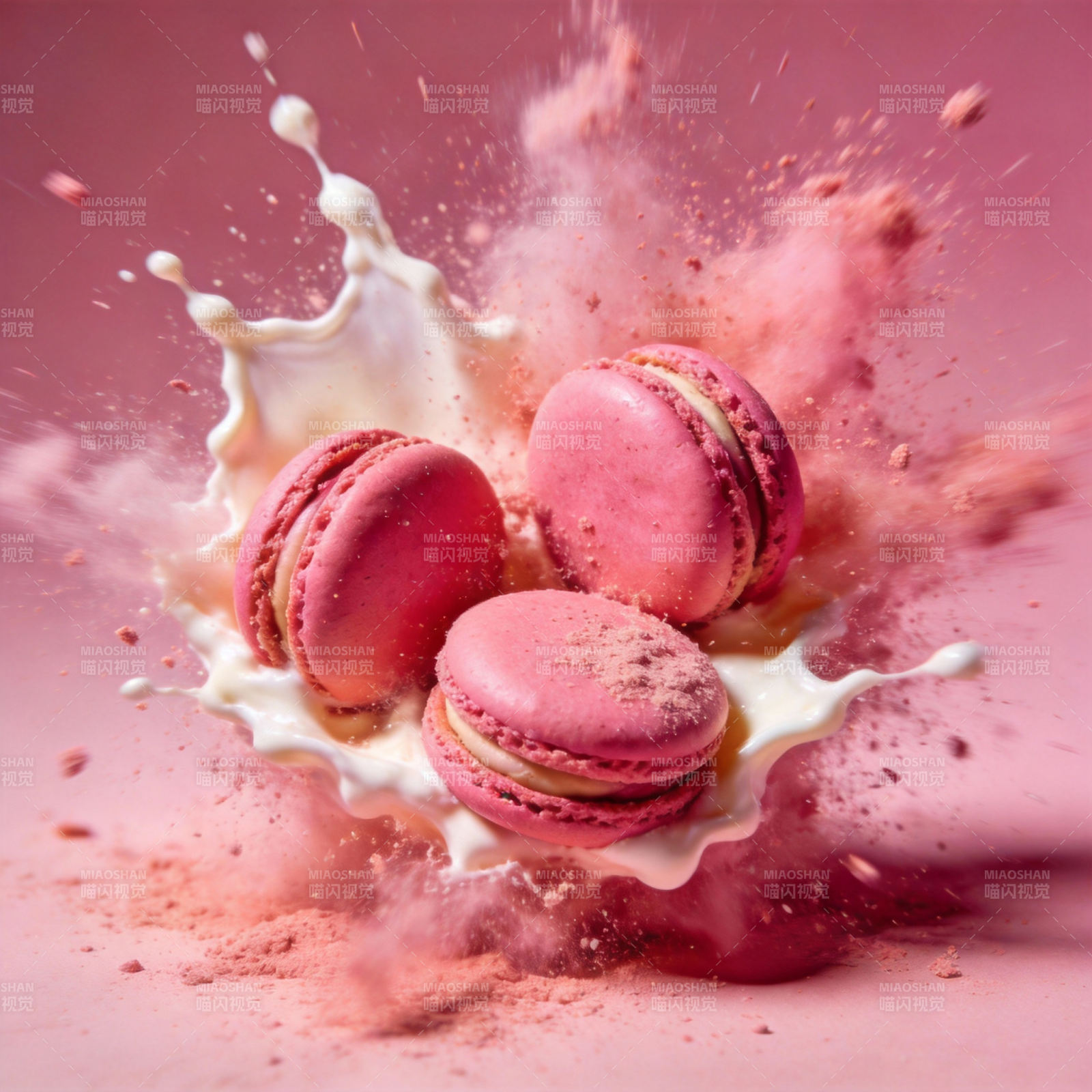 粉红马卡龙飞溅图片