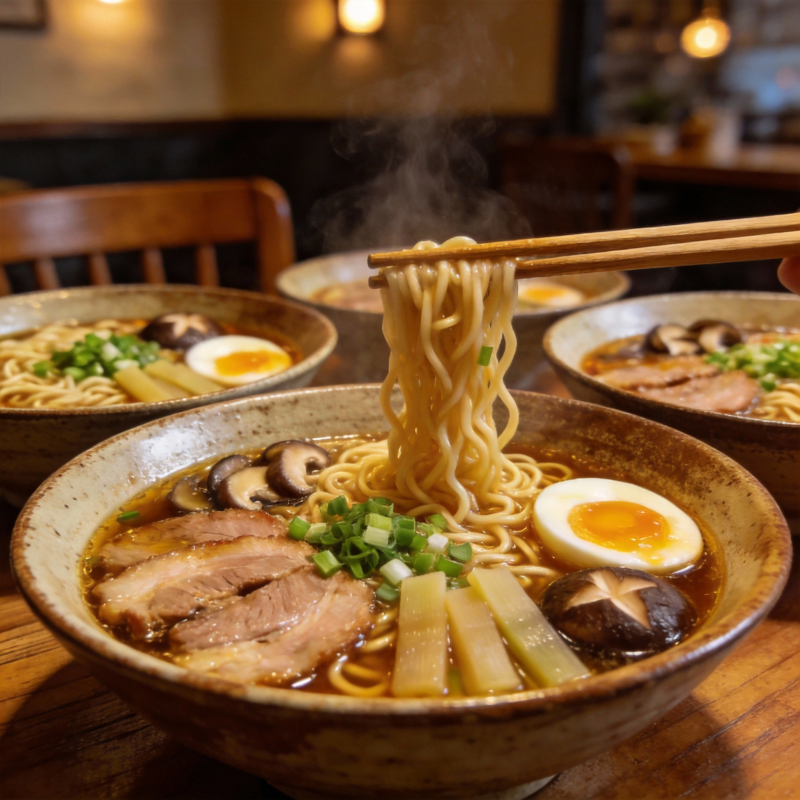 热腾腾的拉面图片