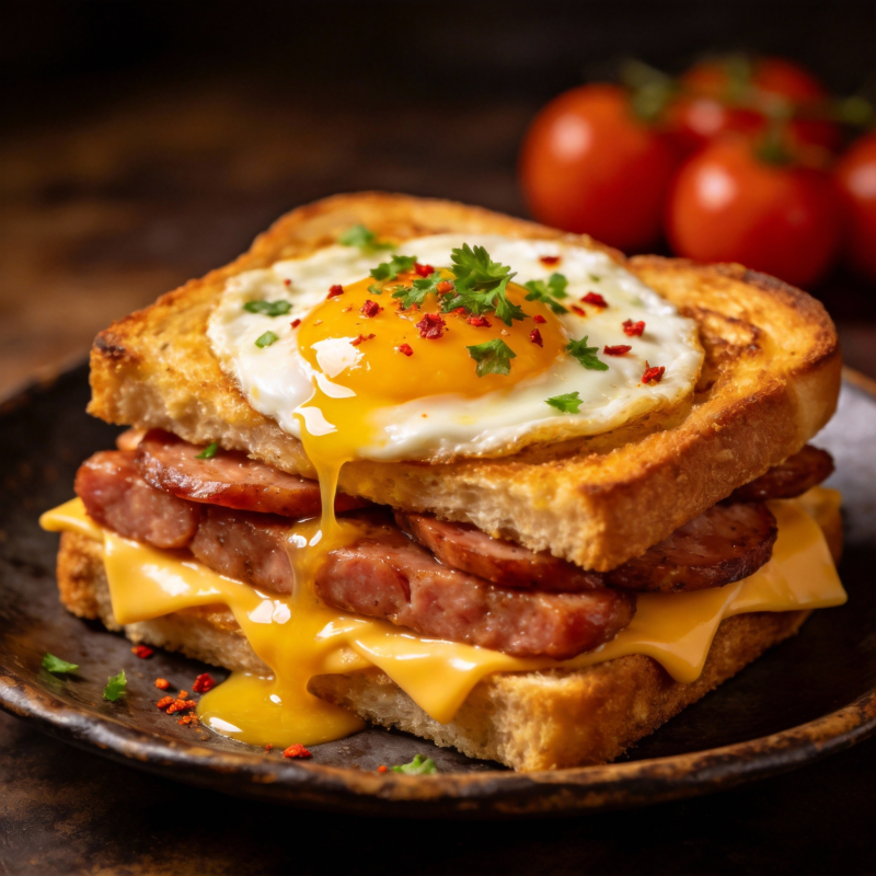 蛋香培根三明治图片