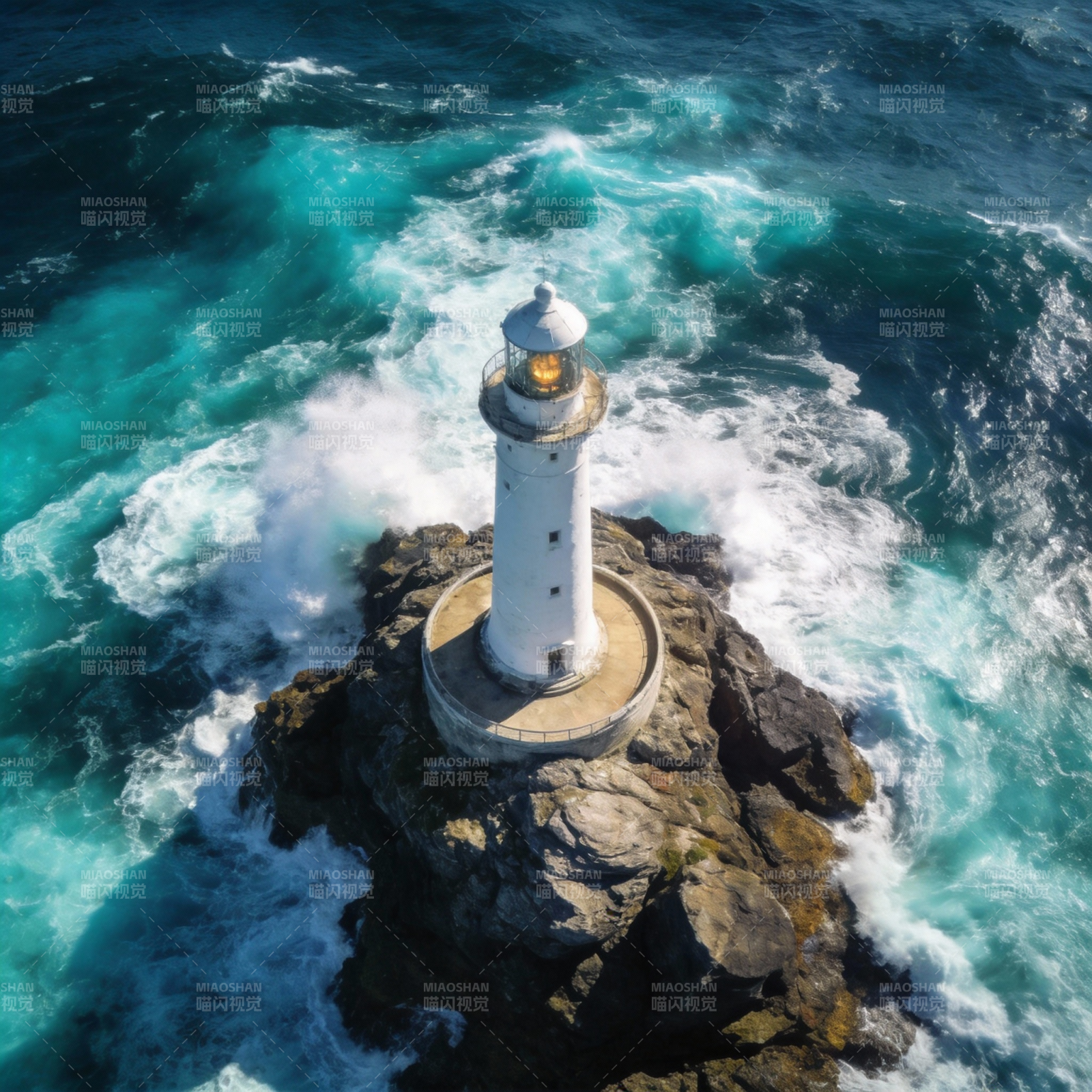 灯塔矗立海岩之上图片