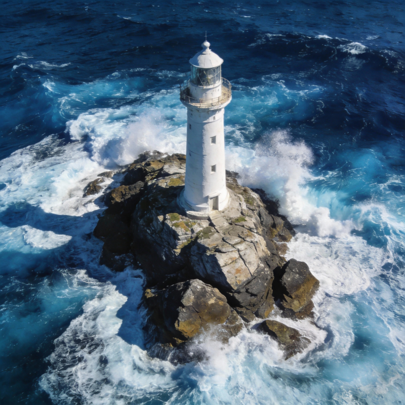 灯塔屹立海岩图片