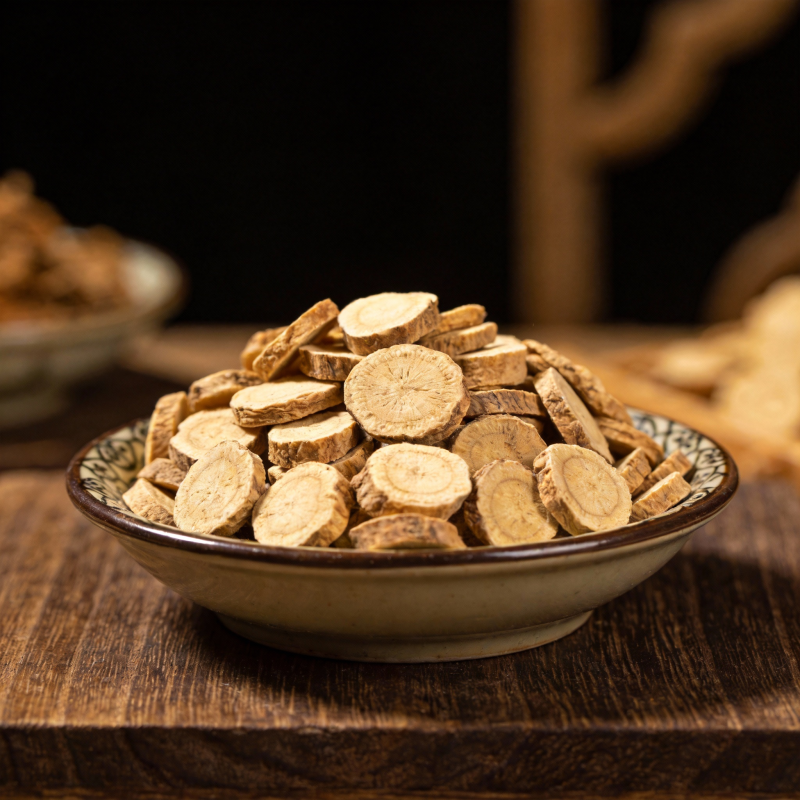 黄芪片堆满瓷碗图片