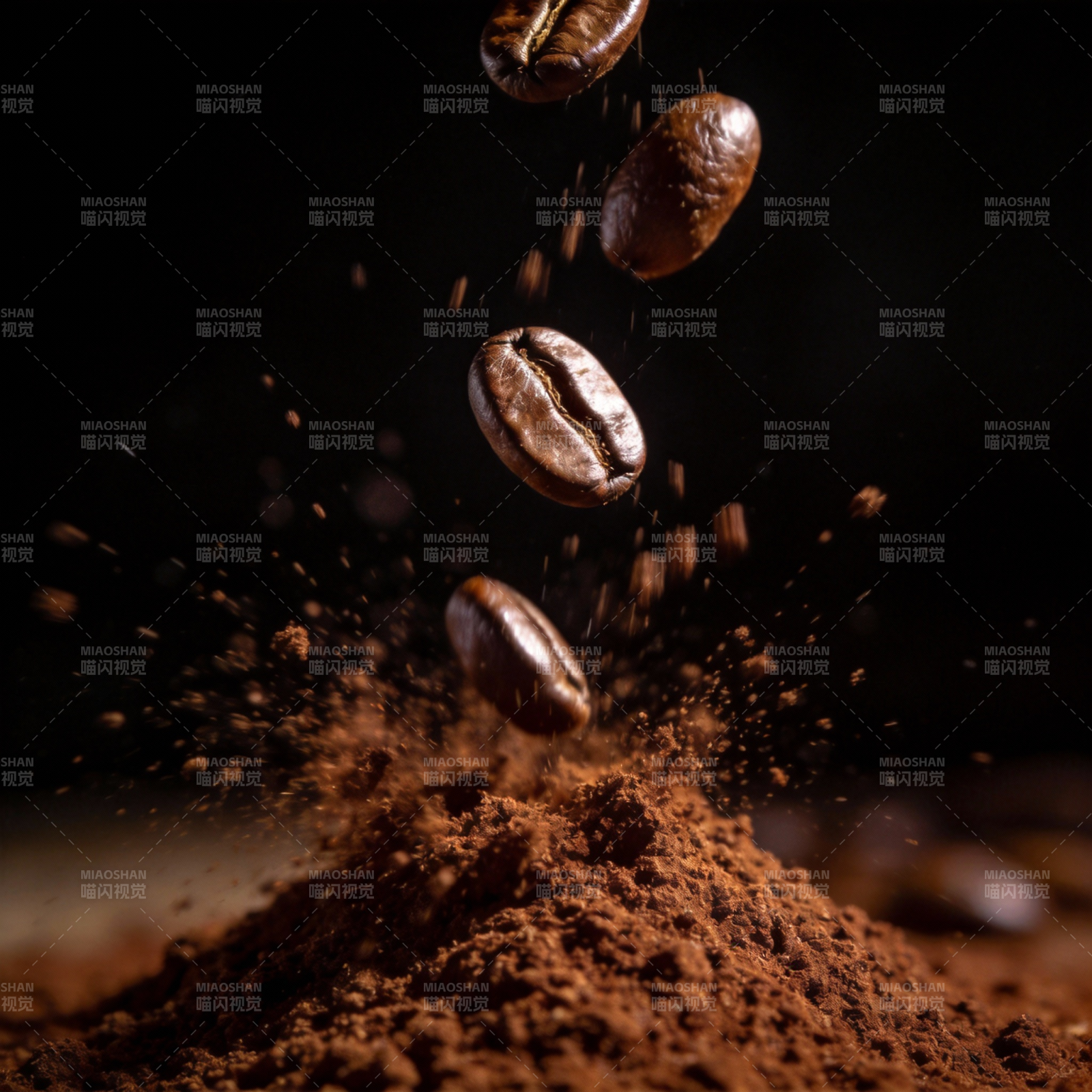 咖啡豆飞溅瞬间图片