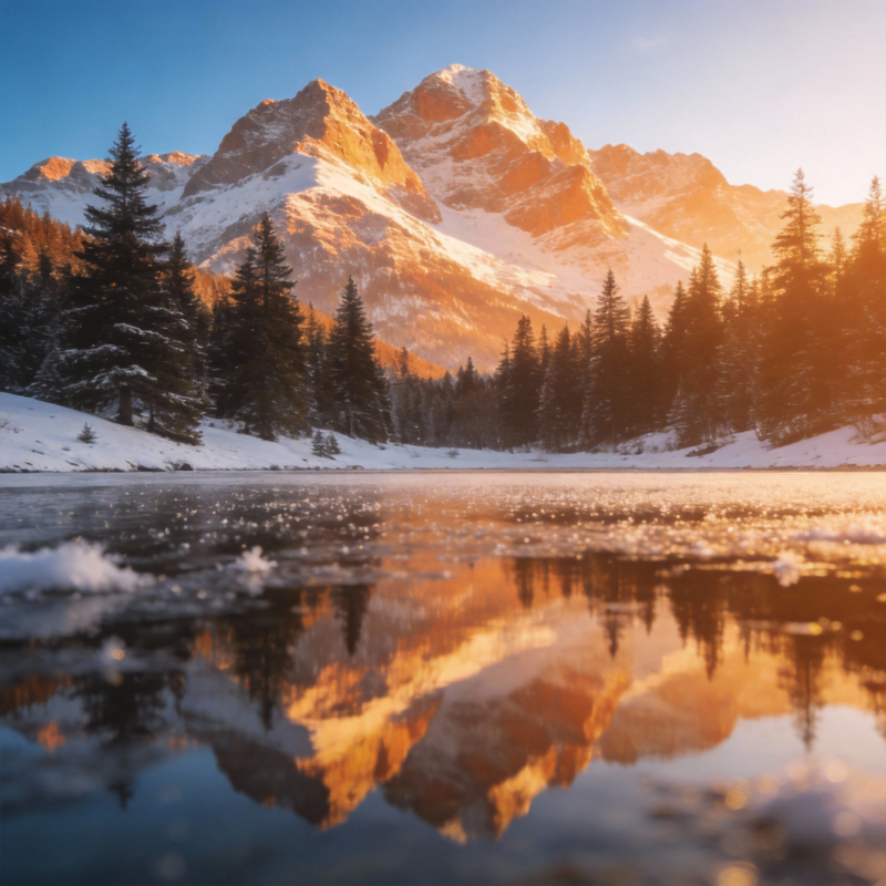 雪山倒影湖光图片
