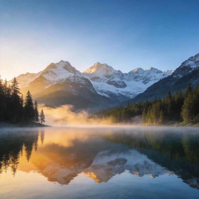 雪山倒影湖光图片
