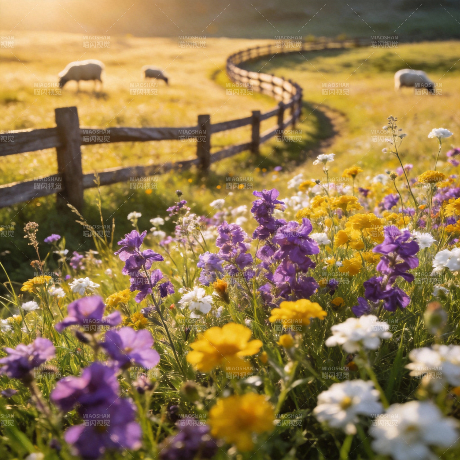 花田牧羊图图片