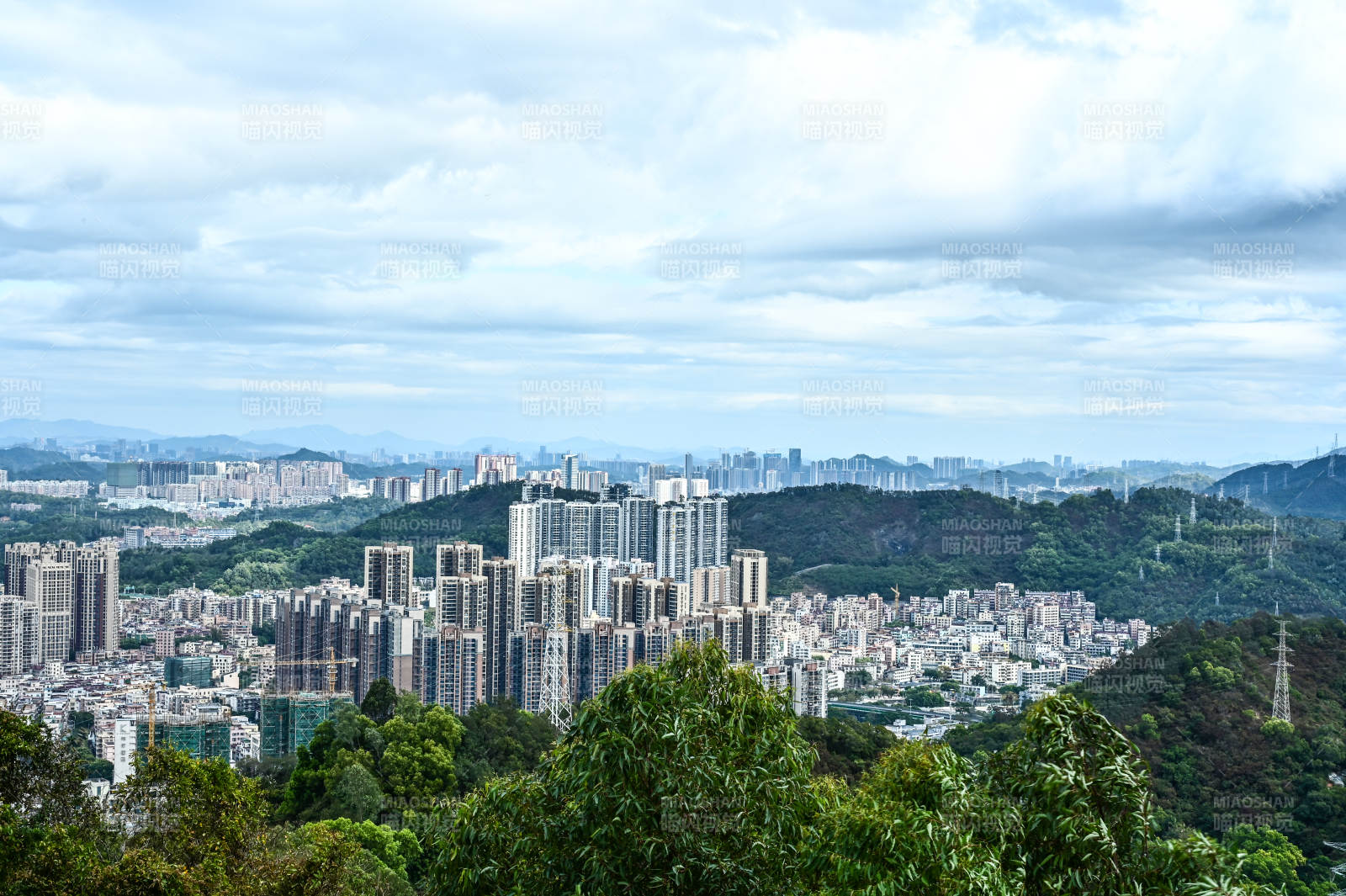 蓝天白云下的深圳求水山公园风光图片