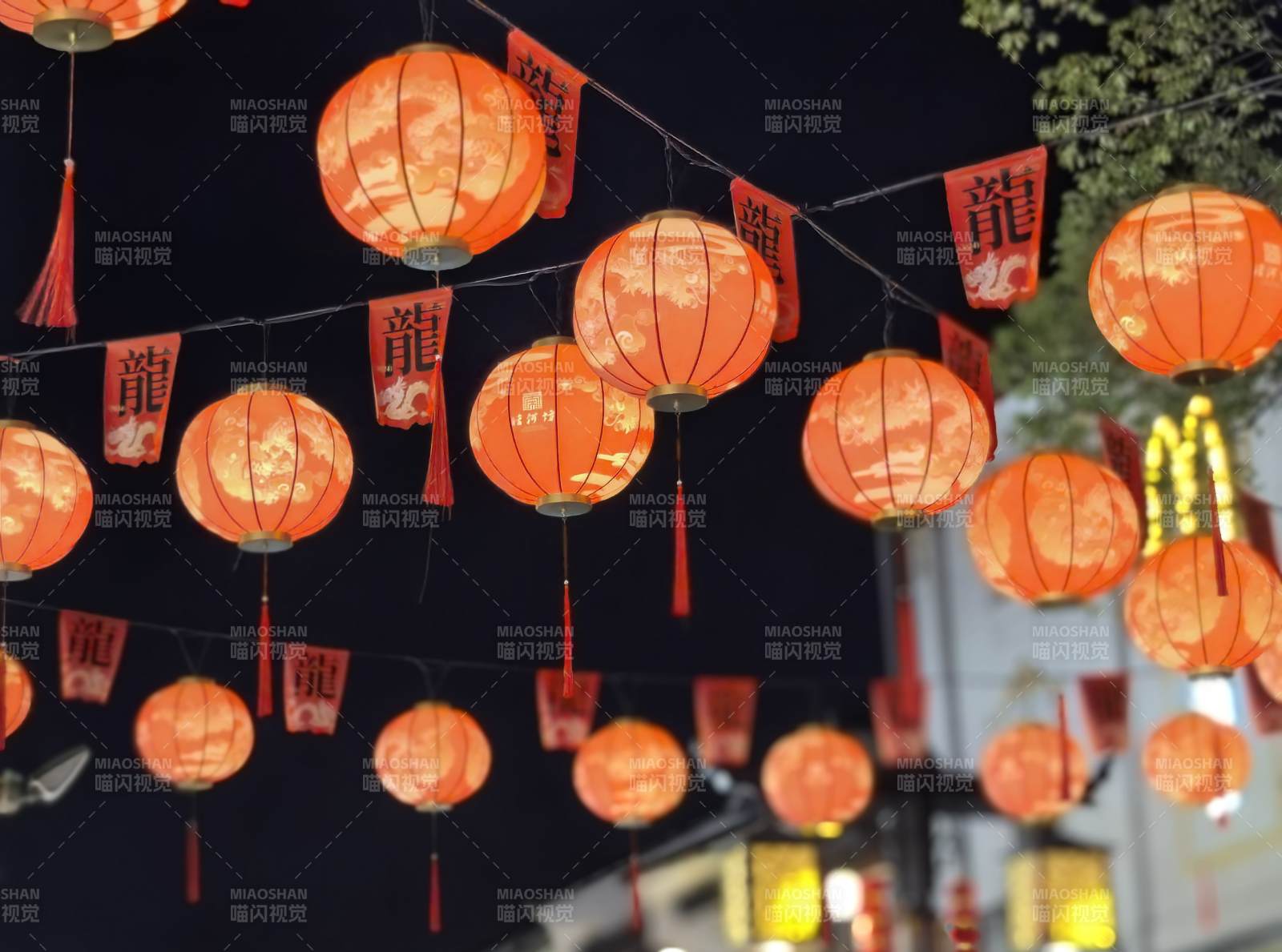 红灯笼夜景图片