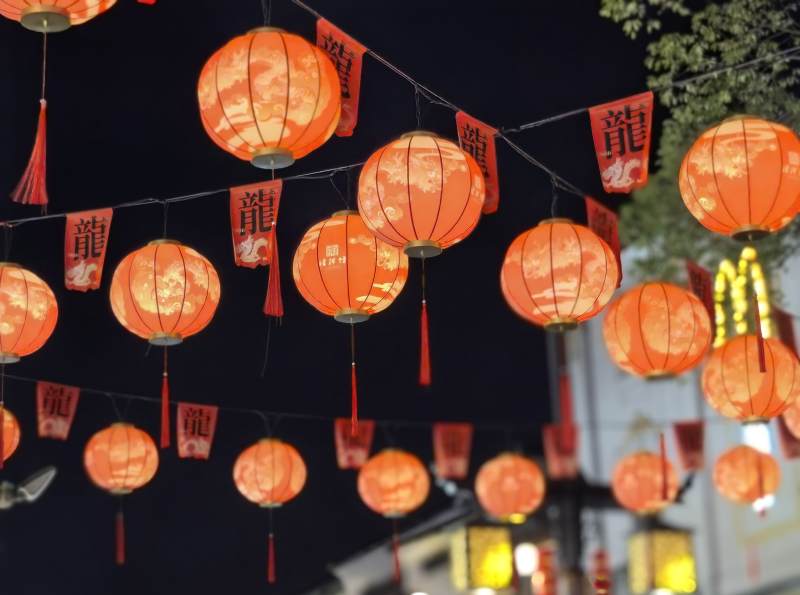 红灯笼夜景图片