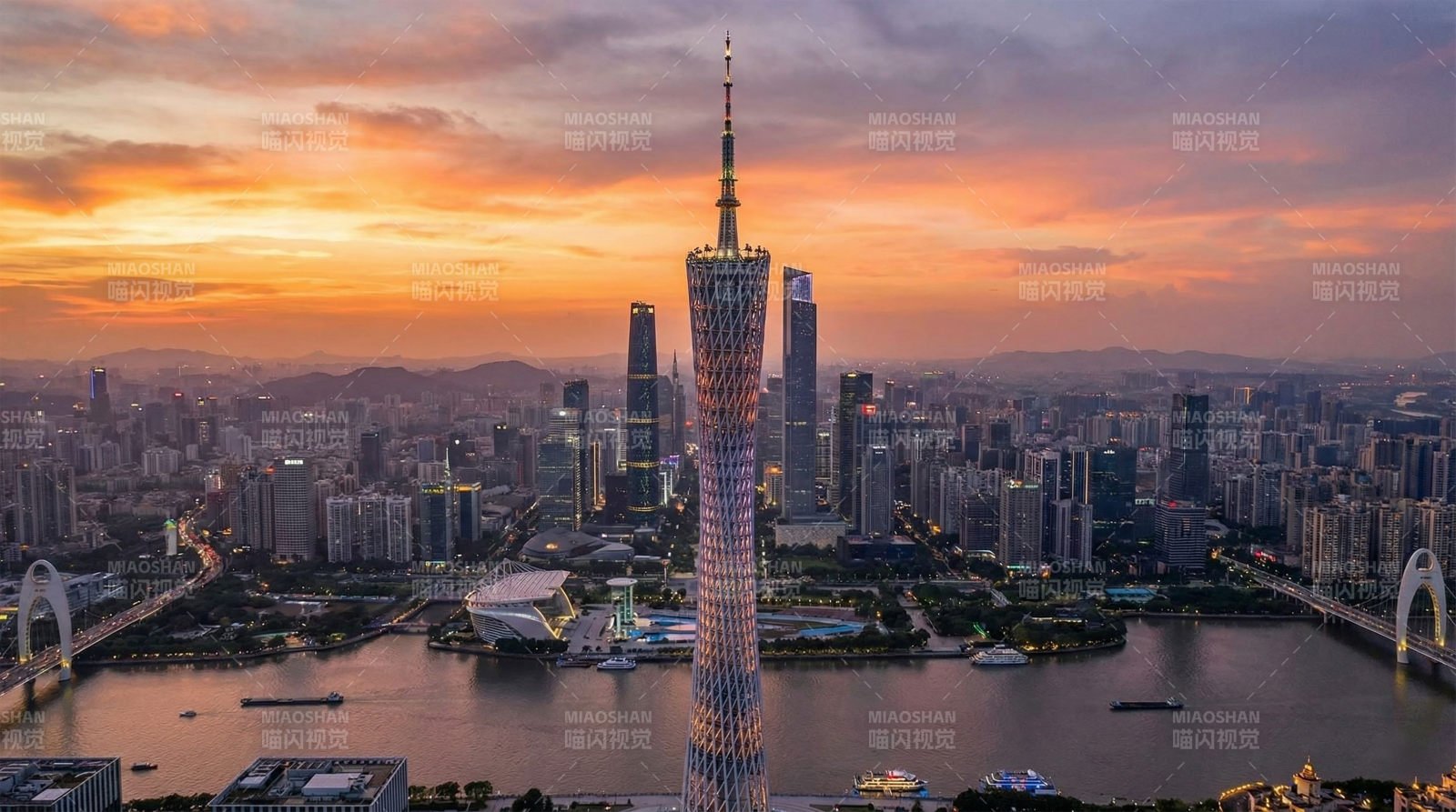 广州塔日落美景图片