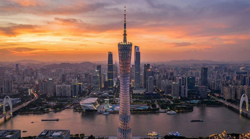 广州塔日落美景图片