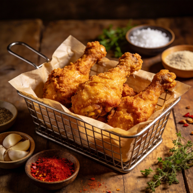 金黄酥脆炸鸡腿图片