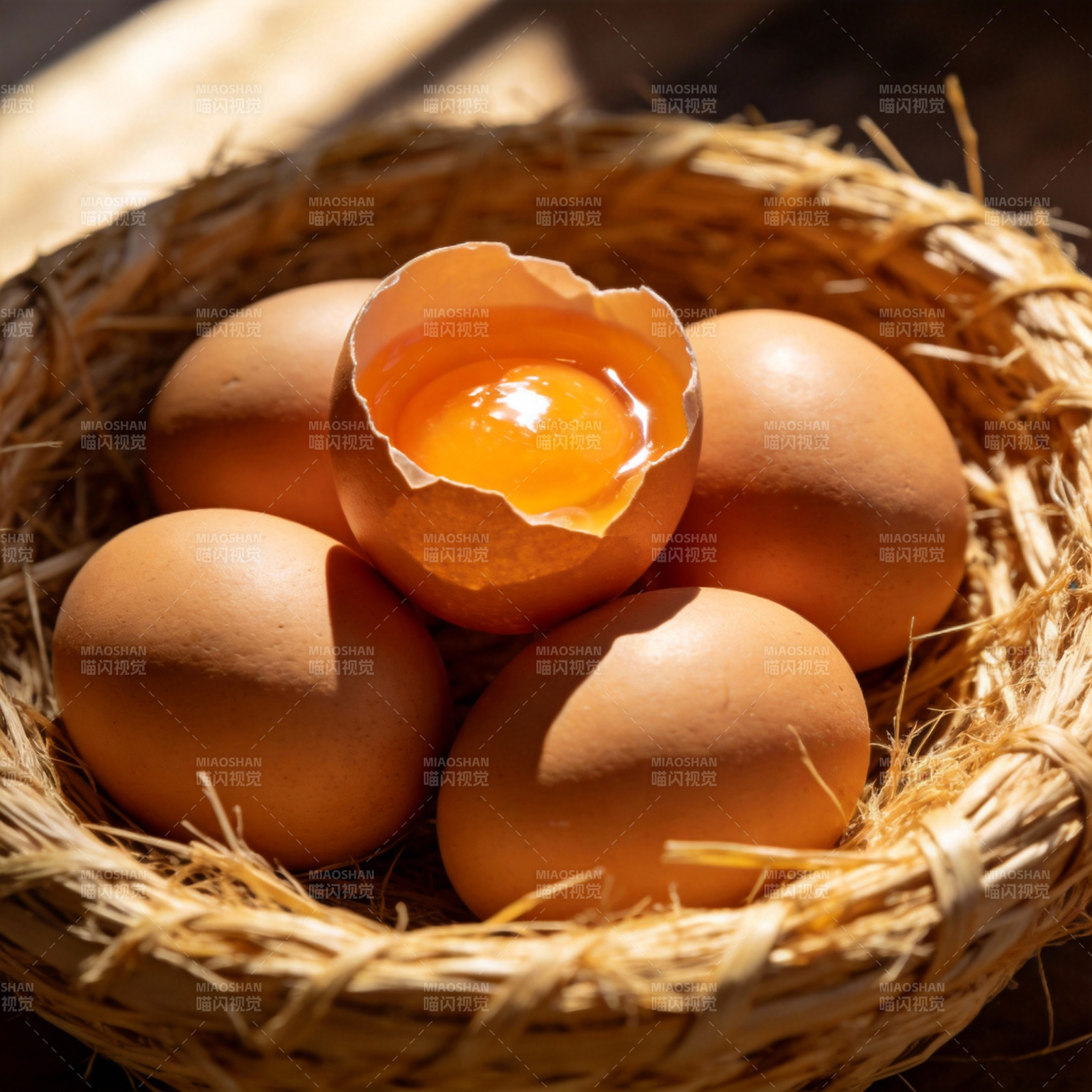 蛋巢中的鲜美蛋黄图片