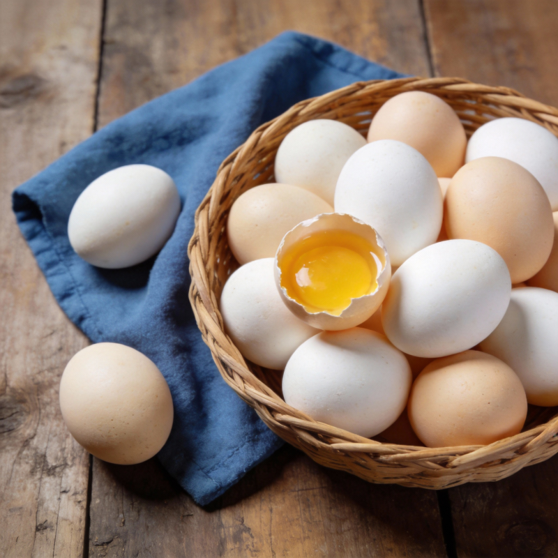 新鲜鸡蛋篮中盛图片