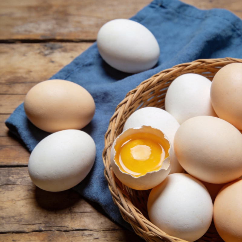 新鲜鸡蛋篮中摆图片