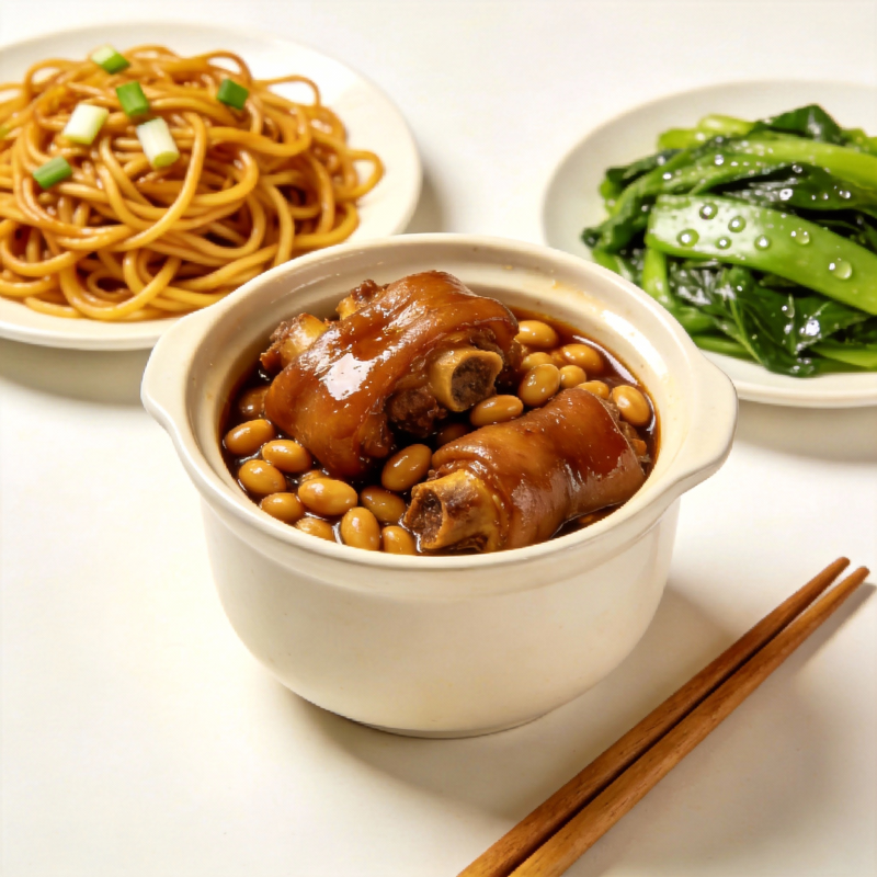 猪蹄炖豆配面菜图片