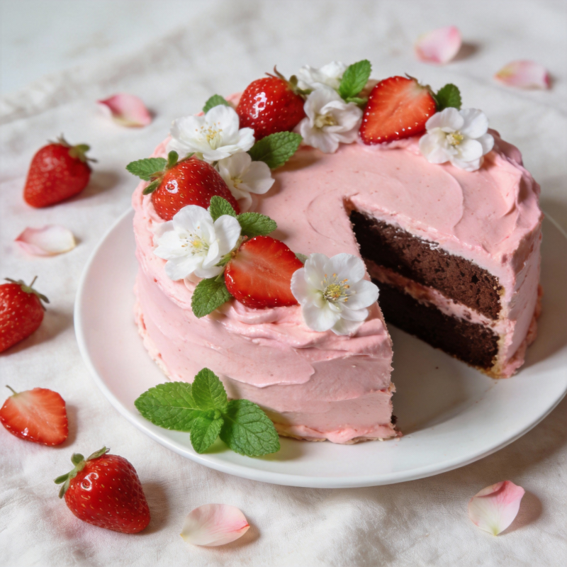 草莓玫瑰蛋糕图片