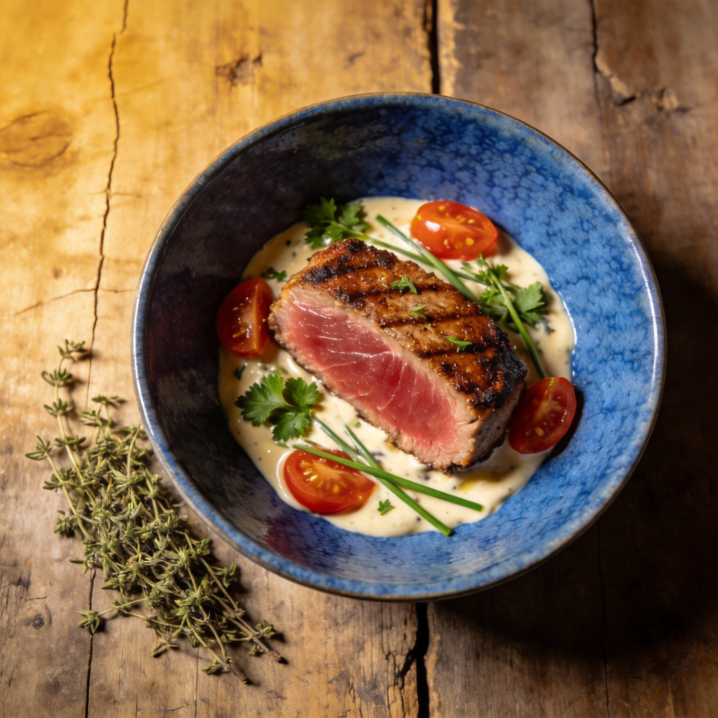 香煎金枪鱼配番茄图片