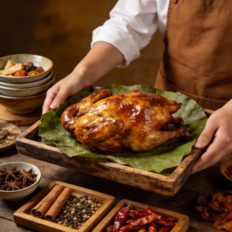 金黄烤鸡 香气四溢图片