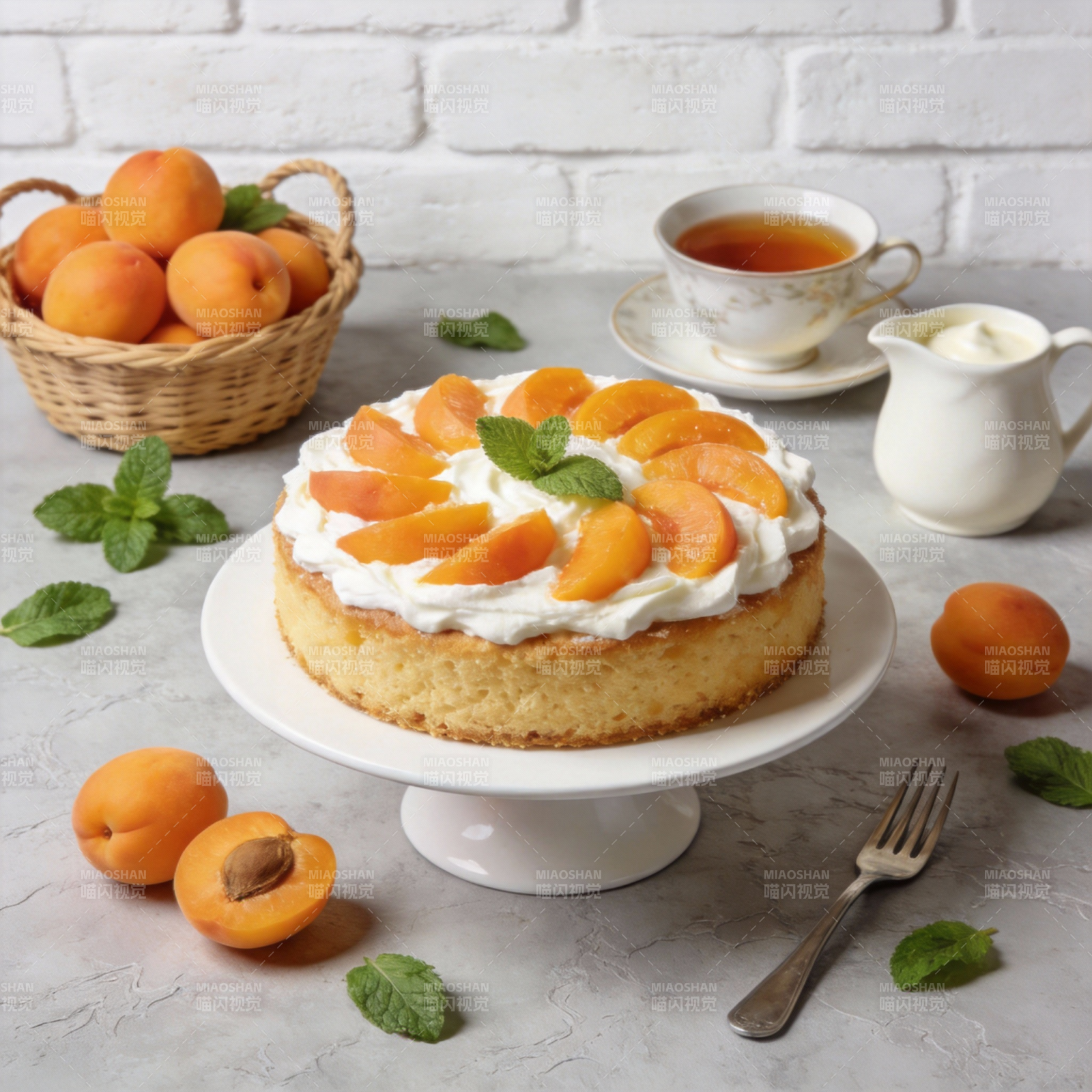 杏桃奶油蛋糕图片