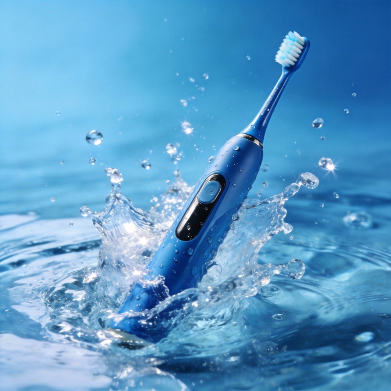 水花中的电动牙刷图片