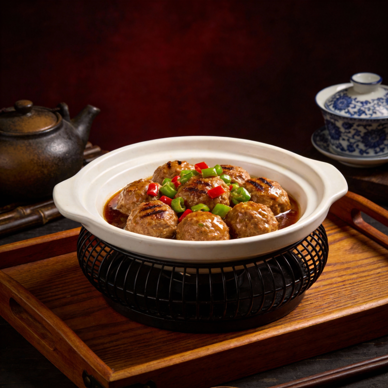 红烧肉丸配青红椒图片