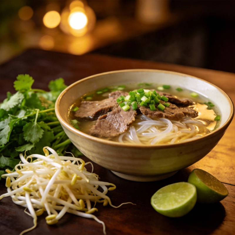 牛肉河粉配香菜图片