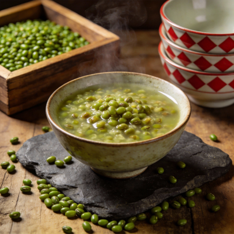 热腾腾的绿豆汤图片