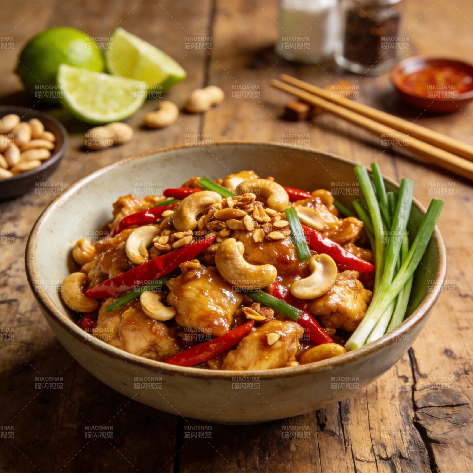 腰果鸡丁配青葱图片