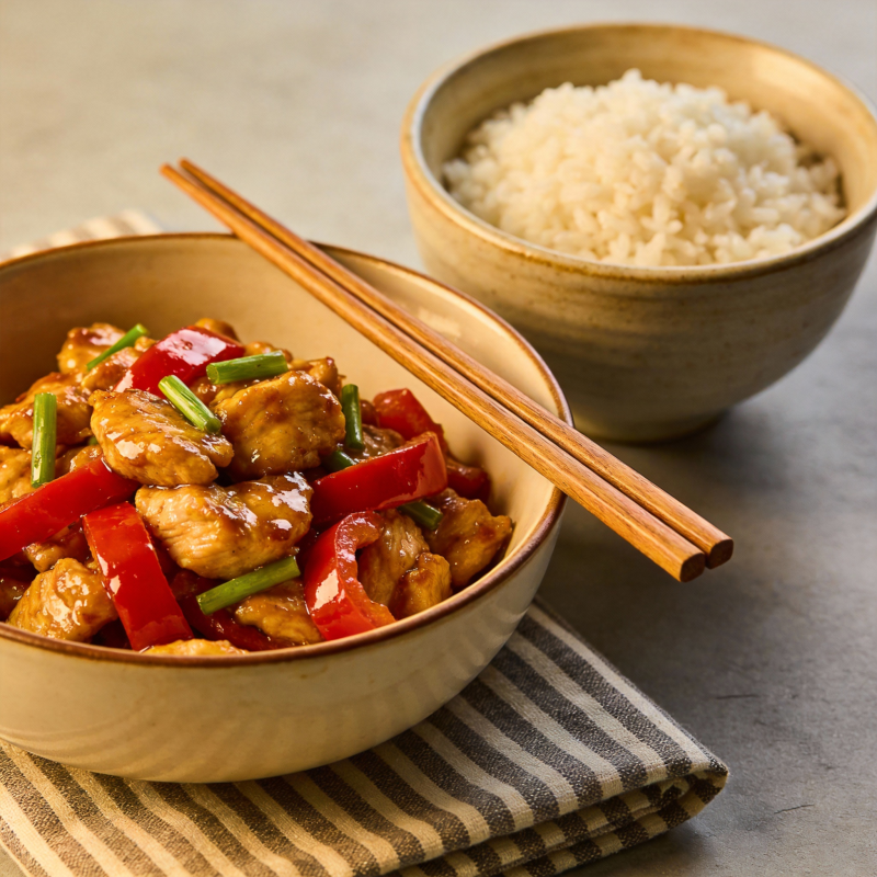 宫保鸡丁配米饭图片