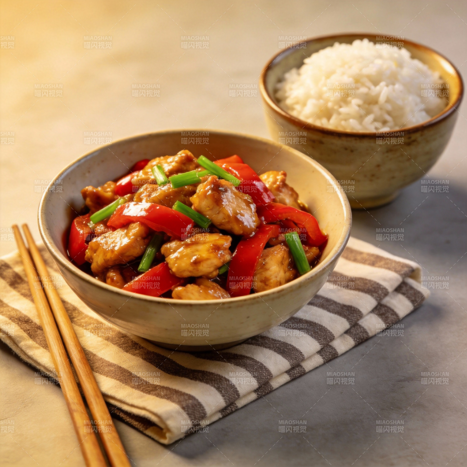 宫保鸡丁配米饭图片