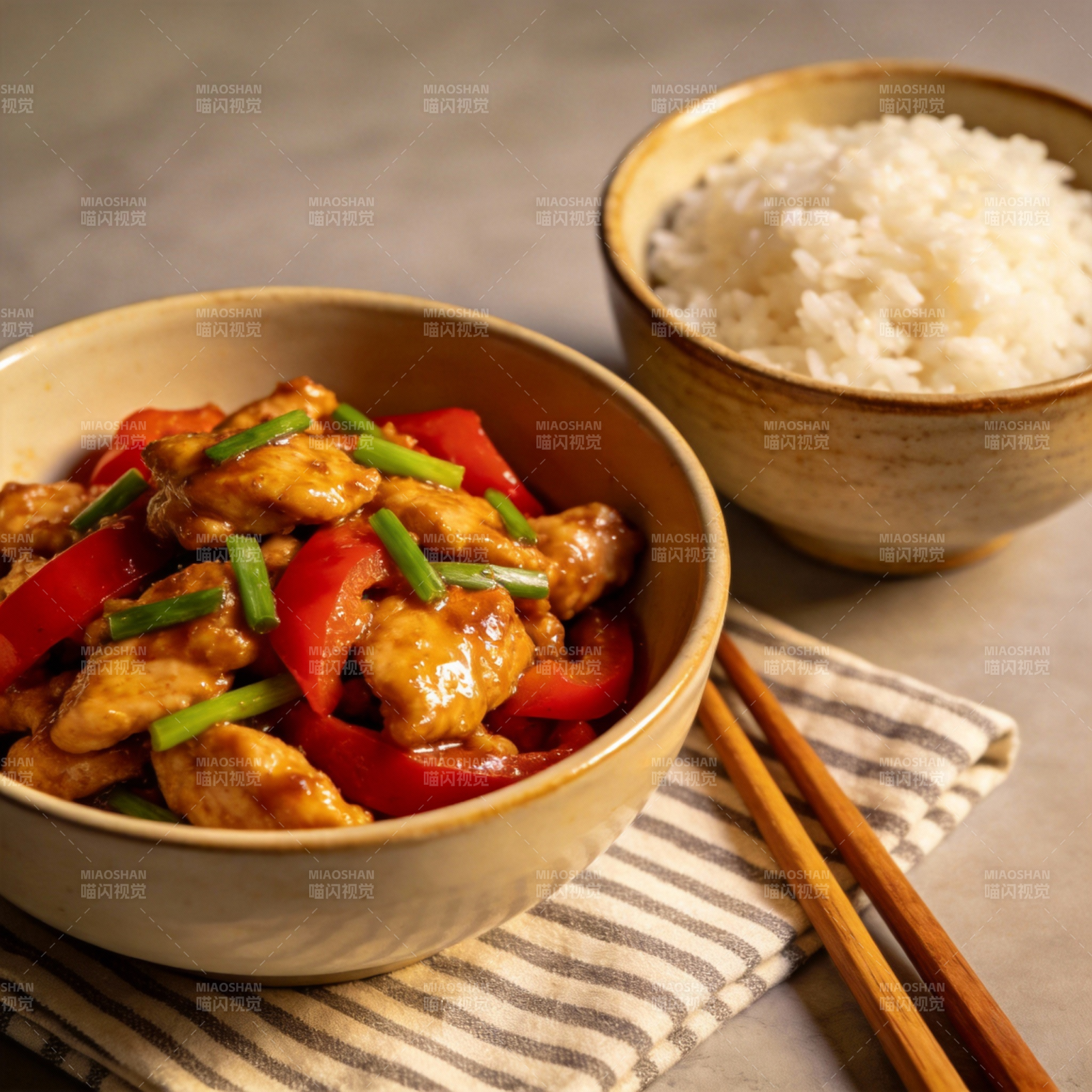 宫保鸡丁配米饭图片