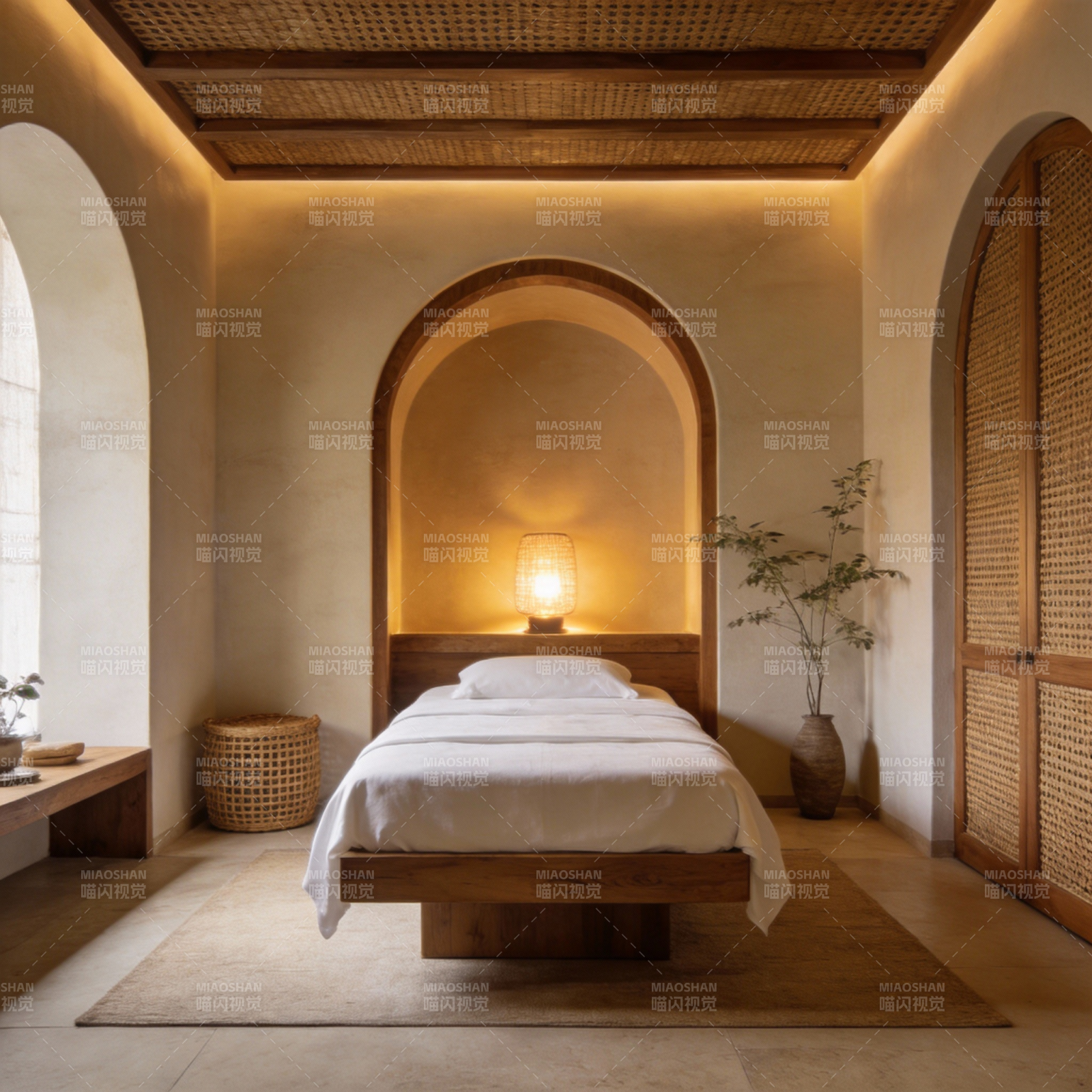 静谧卧室 温暖光影图片