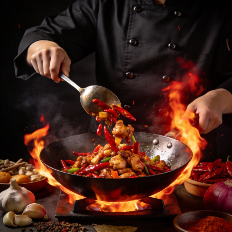 火焰炒辣鸡图片