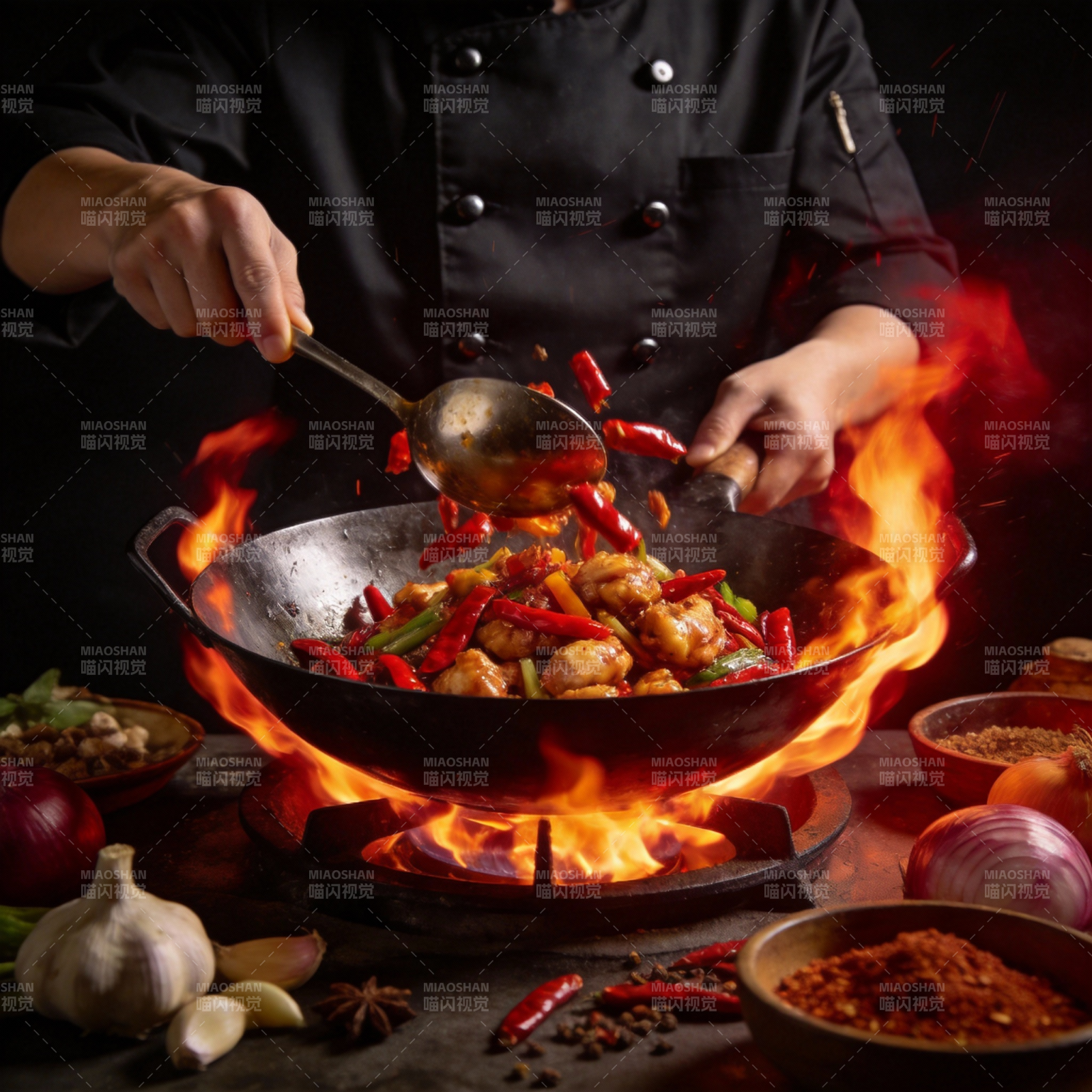 火焰炒菜 香辣诱人图片