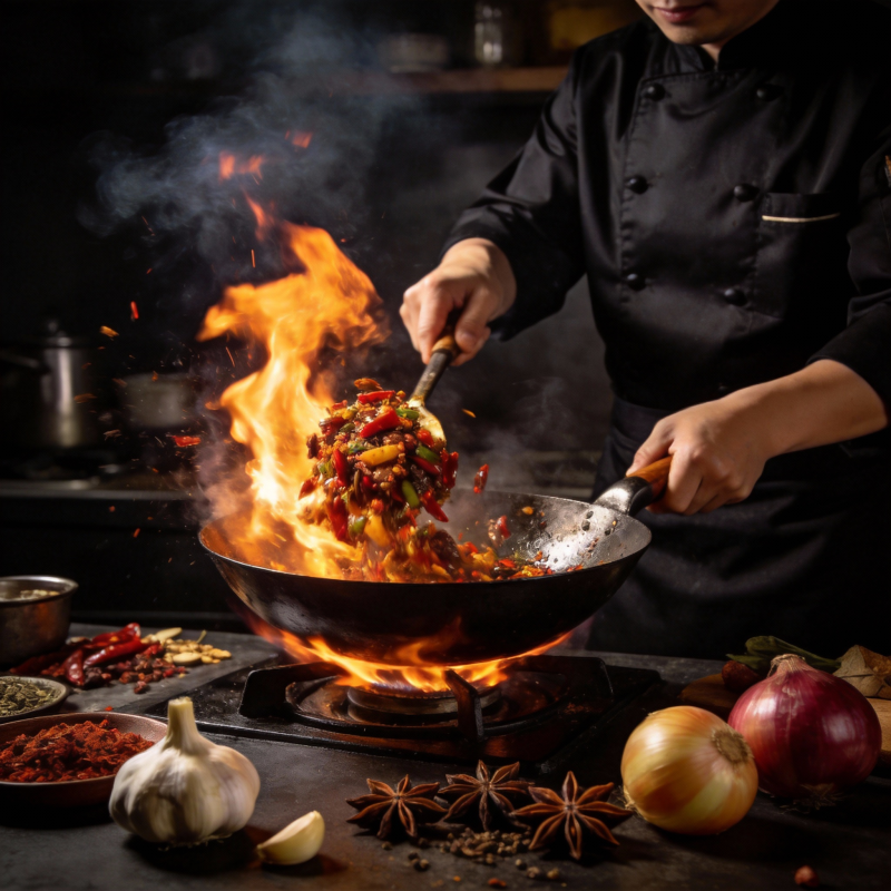 火焰炒菜 香气四溢图片