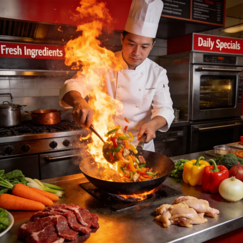 火焰炒菜 美味瞬间图片