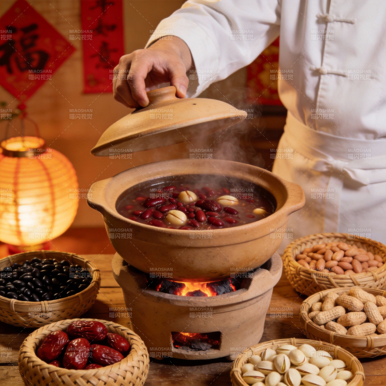 热气腾腾的年味火锅图片