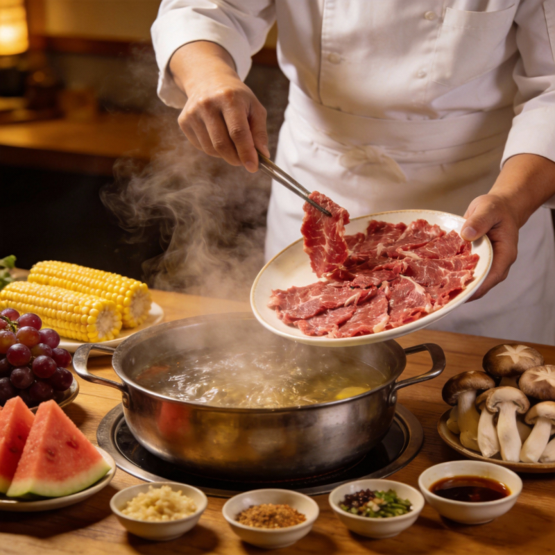 火锅盛宴 鲜嫩肉片图片