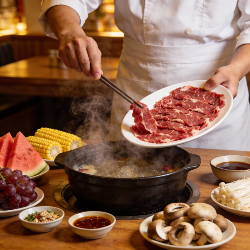 火锅盛宴 鲜嫩牛肉图片