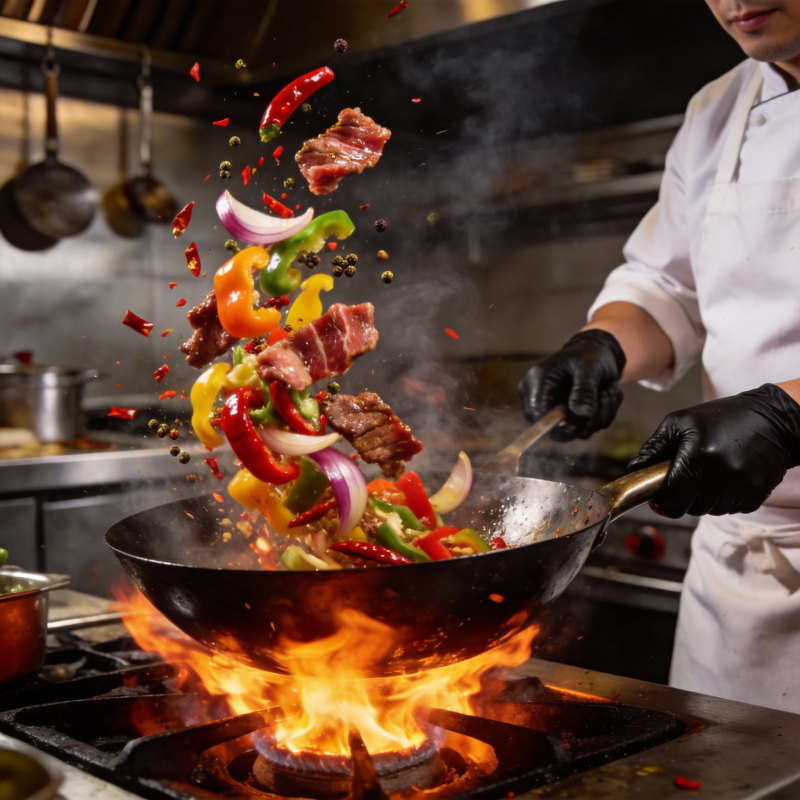 火焰炒菜 美味飞舞图片