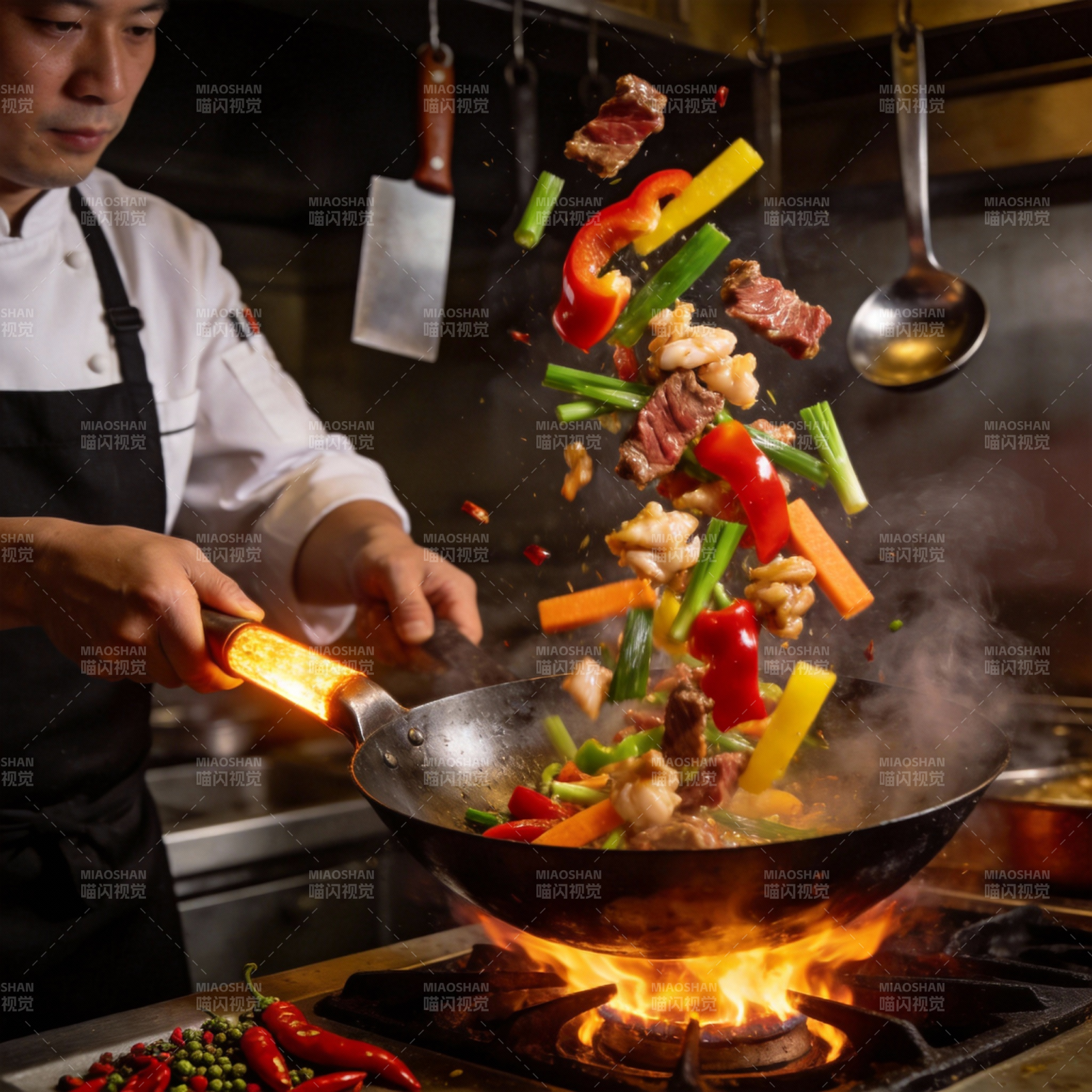 猛火翻炒 美味升腾图片
