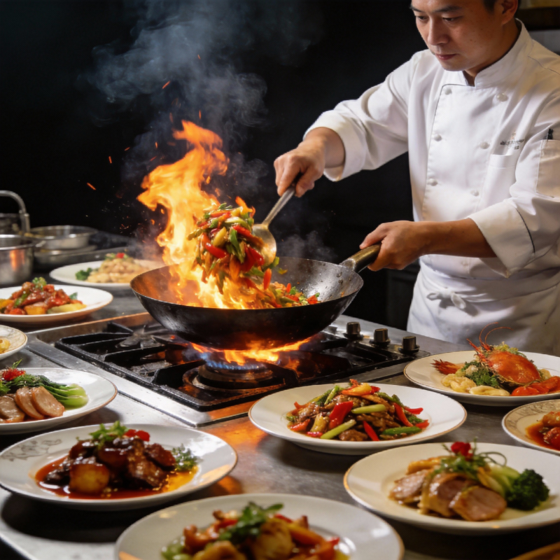 火焰炒菜 美味呈现图片
